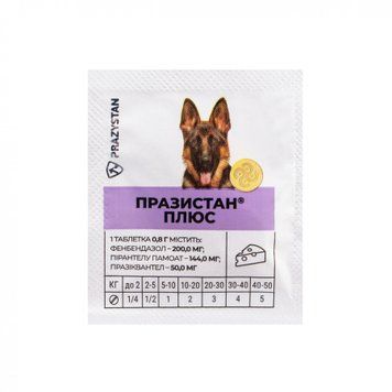 Антигельмінтні таблетки Празистан+ для собак з ароматом сиру (1 табл.) VMX040791 фото