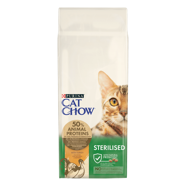 Сухой полнорационный корм CAT CHOW® Sterilised для взрослых стерилизованных кошек/кастированных кошек, с индейкой, 15 кг 12471468 фото