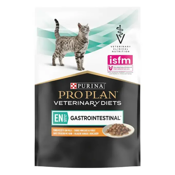 Упаковка 10 штук. Влажный корм Purina Pro Plan EN St/Ox Gastrointestinal для кошек при расстройствах пищеварения с курицей (пауч) 85 г 42110280 фото
