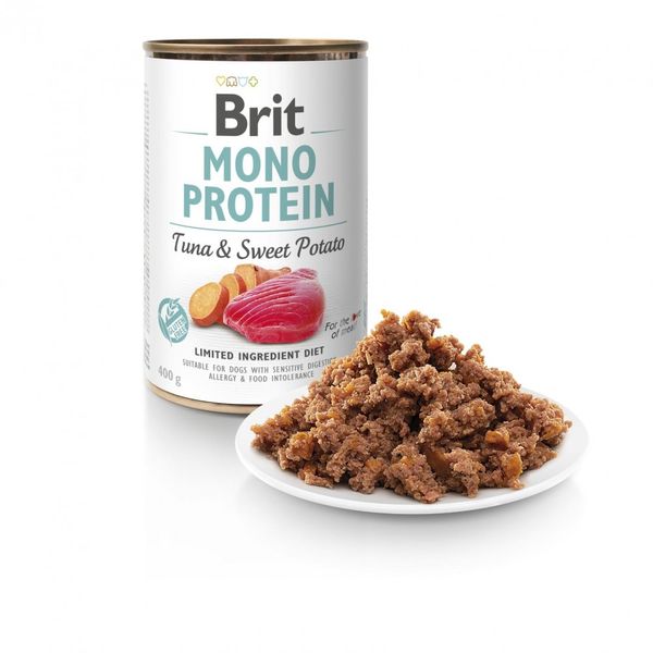 Влажный корм Brit Mono Protein Tuna & Sweet Potato для собак, с тунцом и бататом, 400 г 100055 фото