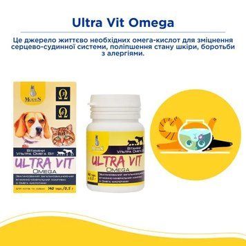 Ультра Вит Омега (Ultra Vit Omega) витаминно-минеральные комплексы для собак и кошек 140шт*0,5г MODES ЗС000234 фото
