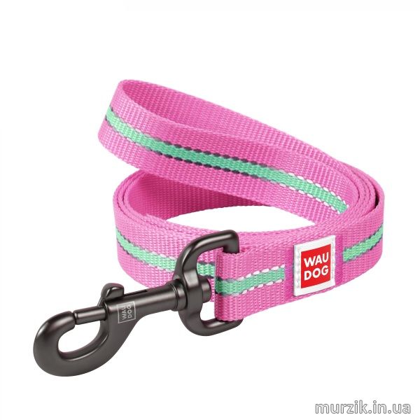 Поводок для собак Collar WAUDOG Nylon, светонакопительный, нейлон, 122 см / 20 мм, розовый 41456930 фото