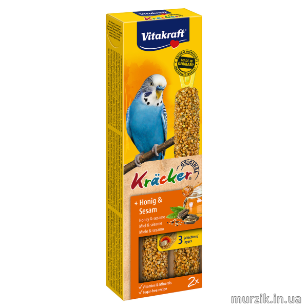 Крекер для волнистых попугаев Vitakraft "Kracker Original + Honey & Sesame" 2 шт. (мёд и кунжут) 1438433 фото