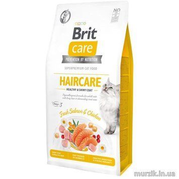 Сухий корм Brit Care Cat GF Haircare Healthy & Shiny Coat для котів, догляд за шкірою і шерстю, лосось та курка, 7 кг 171305 фото