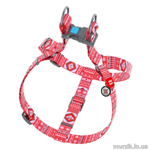 Шлея для собак Collar WAUDOG Nylon с рисунком "Этно красный", нейлон, 40-55 см 42075281 фото