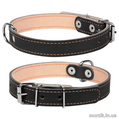 Ошейник для собак Collar, двойной, размер XS (27-35 см/14 мм), натуральная кожа, черный 32583585 фото
