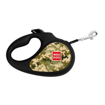Повідець-рулетка для собак WAUDOG R-leash, малюнок "Мілітарі", XS, до 12 кг, 3 м, світловідбиваюча стрічка 383-4026 фото