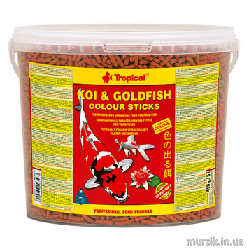 Сухой корм для прудовых рыб Tropical в палочках «Koi & Goldfish Colour Sticks» 21 л/1,5 кг (для всех прудовых рыб) 32583112 фото