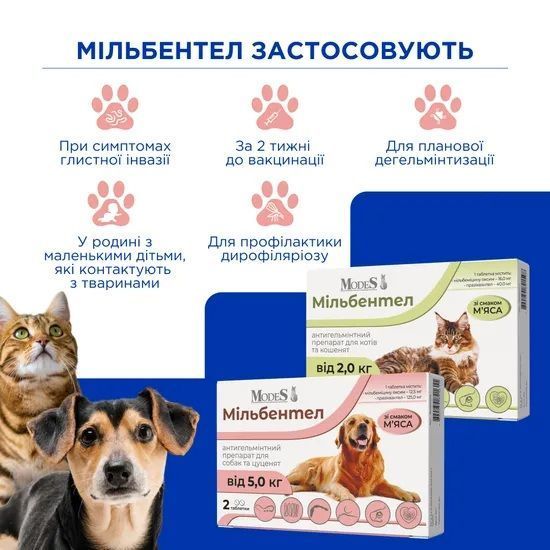 Мильбентел антигельминтные таблетки для котят и кошек от 2,0 кг, MODES ЗС000371 фото