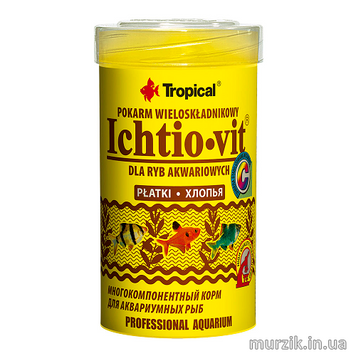 Сухой корм для аквариумных рыб Tropical в хлопьях «Ichtio-Vit» 500 мл/100 г (для всех аквариумных рыб) 32582862 фото