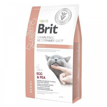Сухий корм Brit GF VetDiet Cat Renal для котів, при захворюваннях нирок, з яйцем та горохом, 2 кг 170957 фото