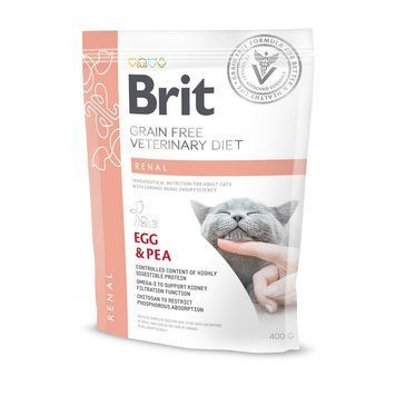 Сухий корм Brit GF VetDiet Cat Renal для котів, при захворюваннях нирок, з яйцем та горохом, 400 г 170958 фото