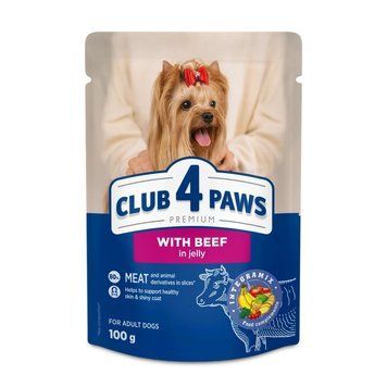 CLUB 4 PAWS Adult Dog with Beef in jelly &ndash; влажный корм с говядиной в желе для взрослых собак B5531511 фото
