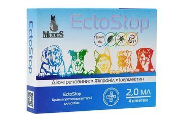 ЕктоСтоп (EctoStop) протипаразитарні краплі для собак 10-30кг, 2мл, MODES (від бліх, від кліщів, від гельмінтів) ЗС000239 фото