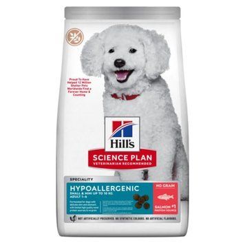 Hill&rsquo;s SCIENCE PLAN Adult Hypoallergenic Small&Mini Сухой беззерновой корм для взрослых собак мелких и миниатюрных пород с чувствительностью к определённым компонентам пищи, с лососем, 6 кг 607841 фото