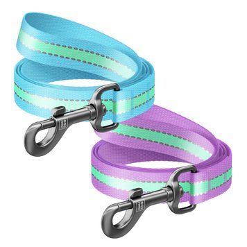 Поводок для собак нейлоновый WAUDOG Nylon, светящийся/светоотражающий, Ш 15 мм, Дл 122 см фиолетовый 45742 фото