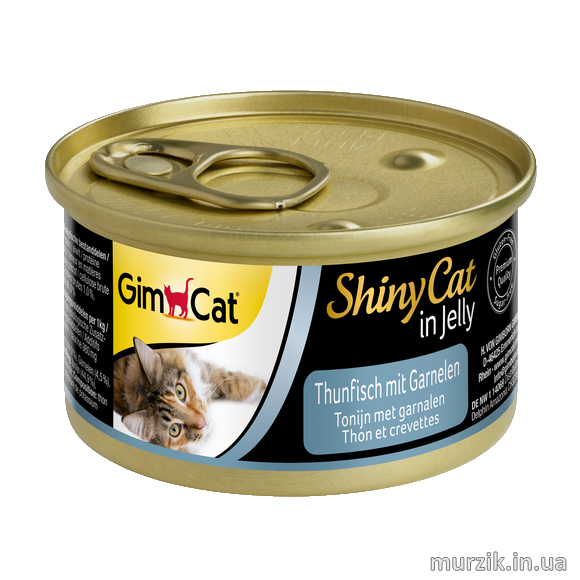 Влажный корм GimCat Shiny Cat для кошек с тунцем и креветками в желе, 70 г G-413099 /413297 фото