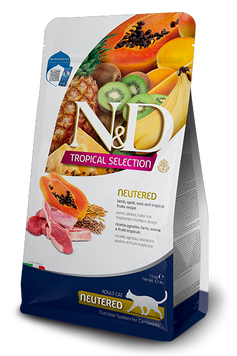 Сухий корм для кастрованих котів Farmina N&D Tropical Selection, Lamb, spelt, oats and tropical fruits Neutered Adult, з ягням і тропічними фруктами, 1,5 кг 177 899 фото