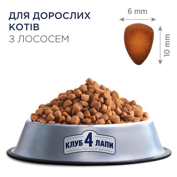 Сухий корм для дорослих кішок та котів "Клуб 4 Лапи" з лососем 300 г. 3071233 фото