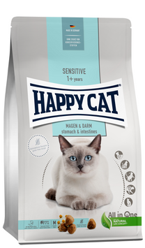Сухой корм Happy Cat Sensitive Magen & Darm для взрослых кошек с чувствительным пищеварением, утка и рис, 4 кг 70597 фото