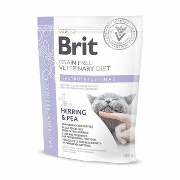 Сухий корм Brit GF VetDiet Cat Gastrointestinal для котів, при порушеннях травлення, з оселедцем, лососем, яйцем та горохом, 400 г 170964 фото