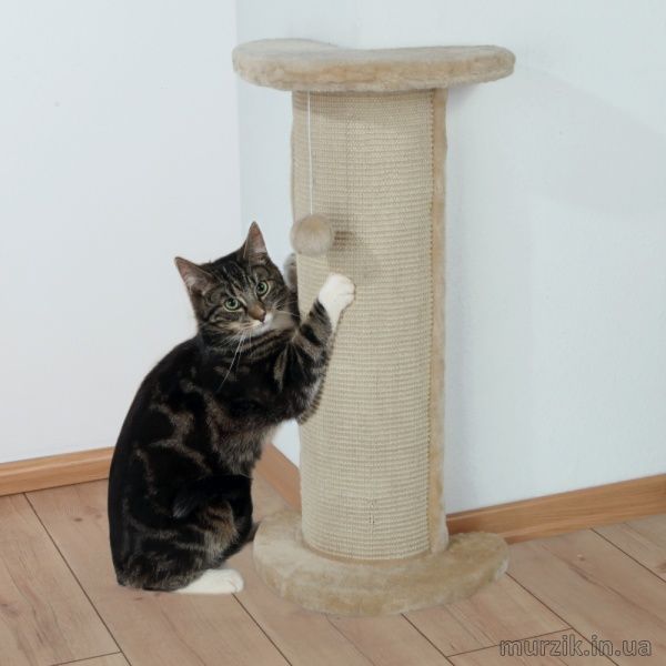 Дряпка Trixie для котів Lorca кутова з іграшкою сизаль/плюш бежева 37x27х75 см 4350 фото