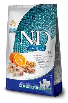 Сухой корм для собак Farmina N&D Low Grain Ocean, с треской и апельсином, для взрослых собак средних и крупных пород, 12 кг 169958 фото