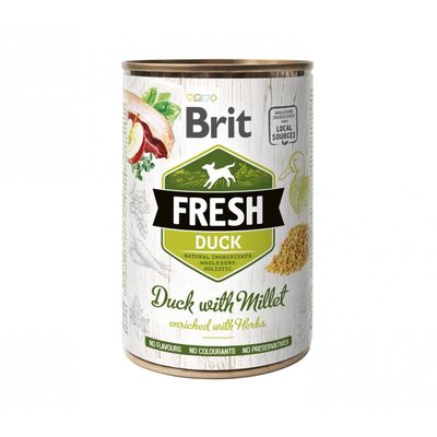 Консервований корм Brit Fresh Duck/Millet для собак, з качкою та пшоном, 400 г 100160 фото