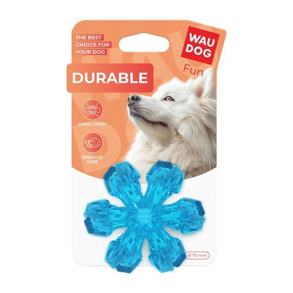 Іграшка для собак WAUDOG Fun Durable Дихаючий м'яч, термопластична гума, 70 мм, блакитний 62162 фото