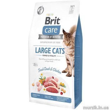 Сухий корм Brit Care Cat GF Large Power & Vitality для котів великих порід, качка та курка, 7 кг 171309 фото
