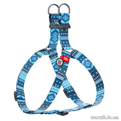 Шлея для собак Collar WAUDOG Nylon с рисунком "Этно синий", нейлон, 40-55 см 42075284 фото