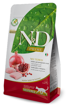 Сухий корм для кастрованих котів Farmina N&D Prime Chicken & Pomegranate Neutered Adult, беззерновий з куркою, 5 кг 156 417 фото