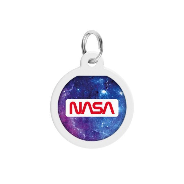 Адресник для собак и котов металлический WAUDOG Smart ID c QR паспортом, рисунок "NASA21", круг, Д 25 мм 230-0148 фото