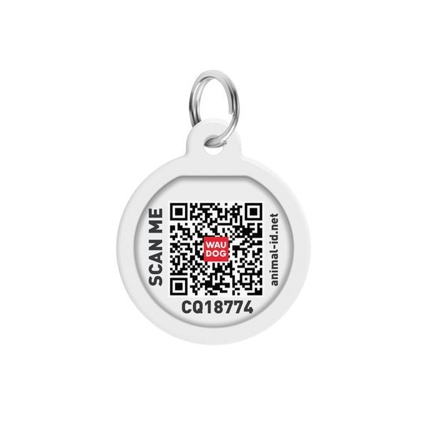 Адресник для собак і котів металевий WAUDOG Smart ID з QR паспортом, малюнок "Гранати", коло, Д 25 мм 230-4052 фото